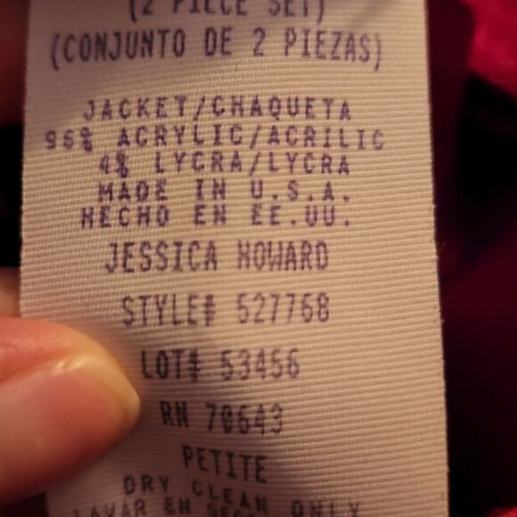 Jessica Howard Ladies Red Petite Ribbed Zip Up Jacket with Animal Print Collar - - Picture 5 of 8